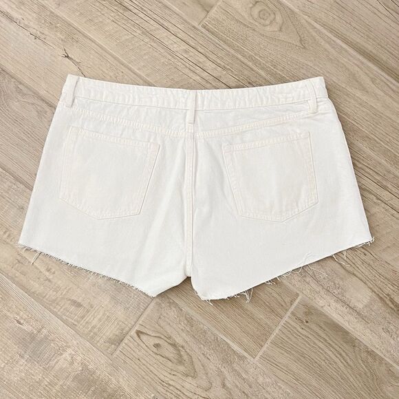NEW Frame Le Grand Garcon Raw Hem Denim Short White Sz 34 - Picture 4 of 15
